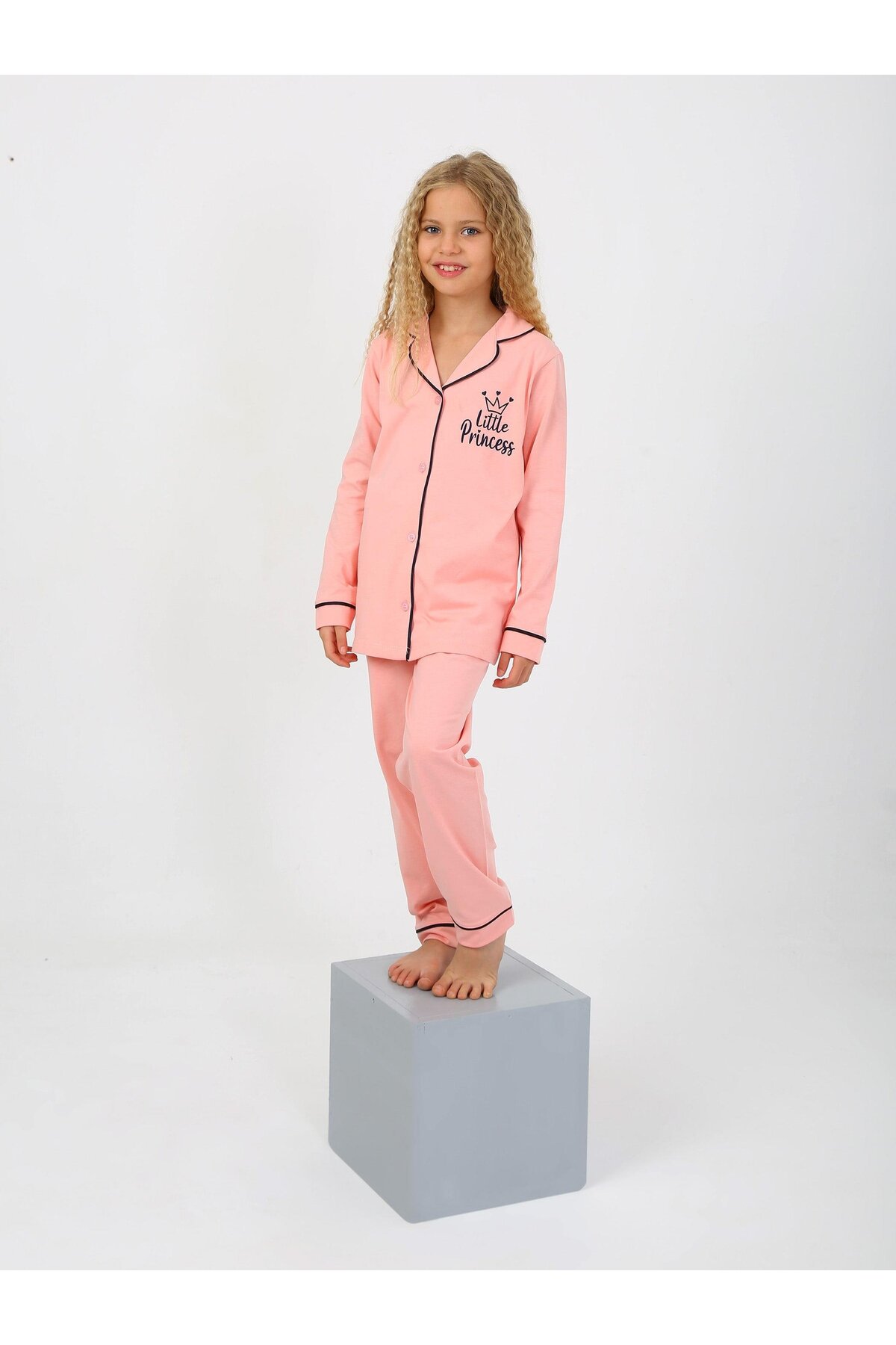 vitmo Kız Çocuk Uzun Kollu %100 Pamuklu Pijama Takımı Little Princess fotoğrafı 3 (önizleme)