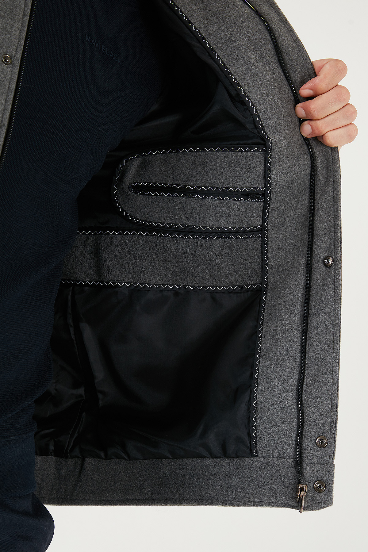 Buratti  Slim Fit Ceket Yaka Astarlı Kaşe Kaban Erkek KABAN 58400347 - Görsel 6