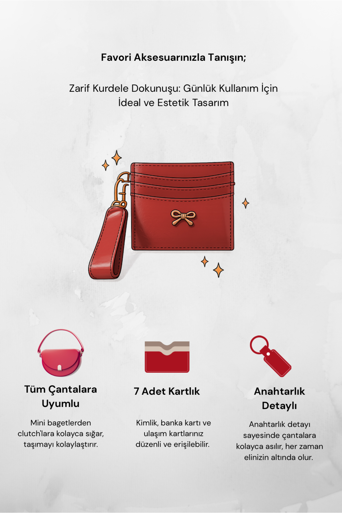Yuka Atelier Fiyonk Detaylı Parlak Suni Deri Kartlık görsel 5