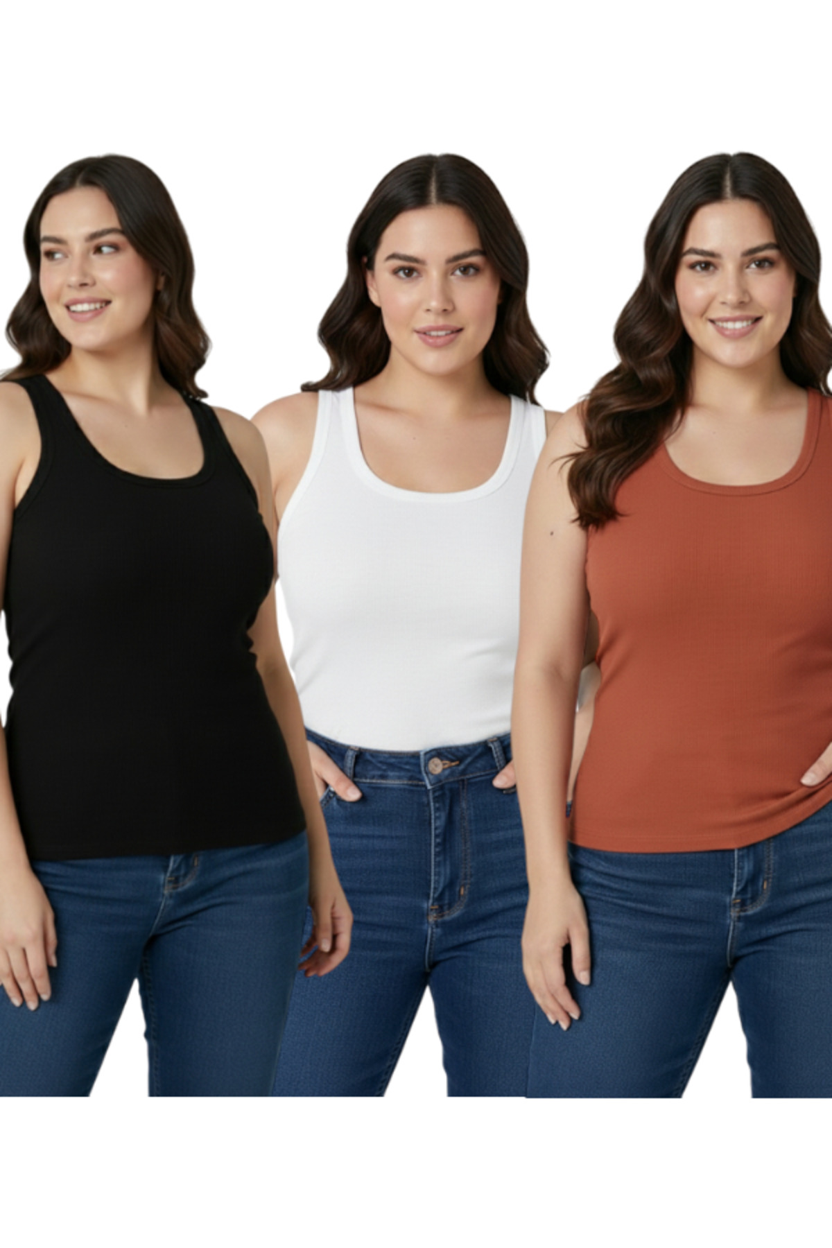 MrrMajestic  Kaşkorse 3 Lü Pk. Kadın Fitilli Görünümlü Kalın Askılı Basic Atlet - Görsel 3