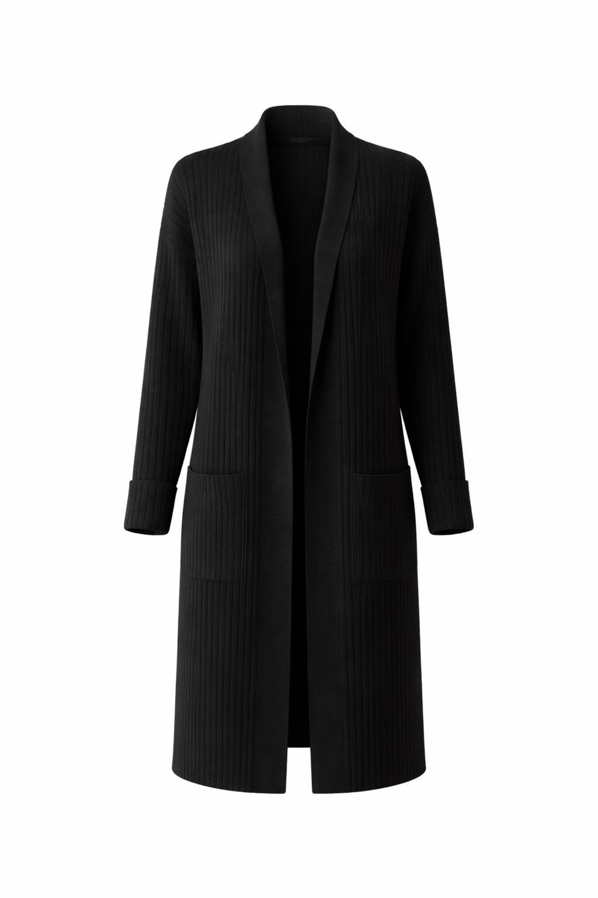 Wearified Kadın Şal Yaka Oversize Uzun Triko Hırka görsel 5