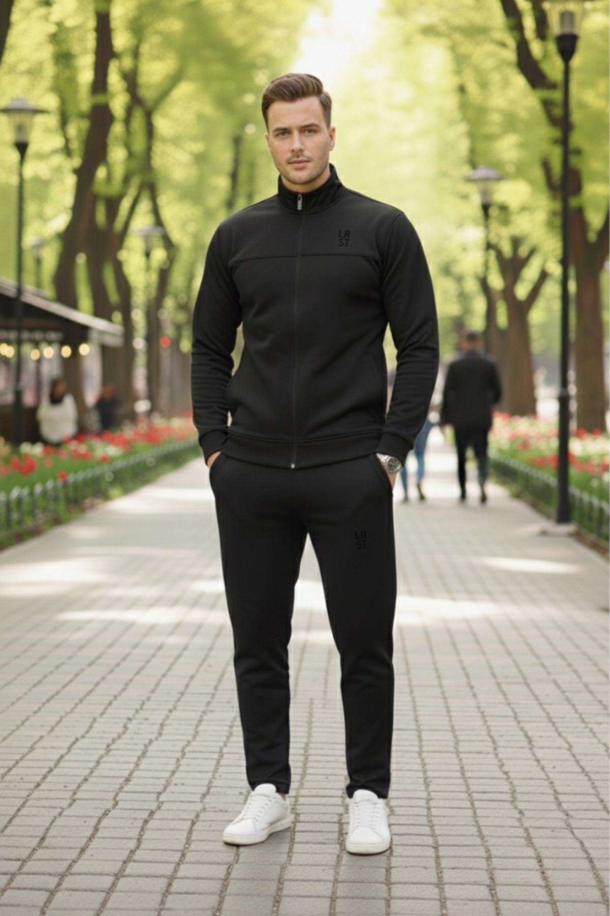 Men's Relaxed Black Tracksuit - 85752