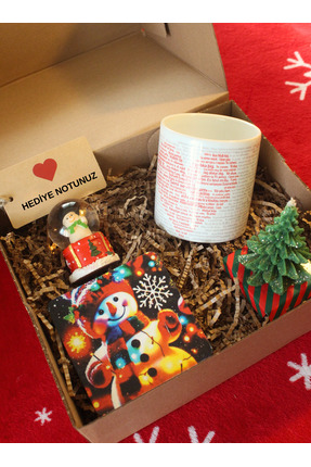 Paganca Kutulu Hediye Seti - Kupa & Kar Küresi & Bardak Altlığı & Mum