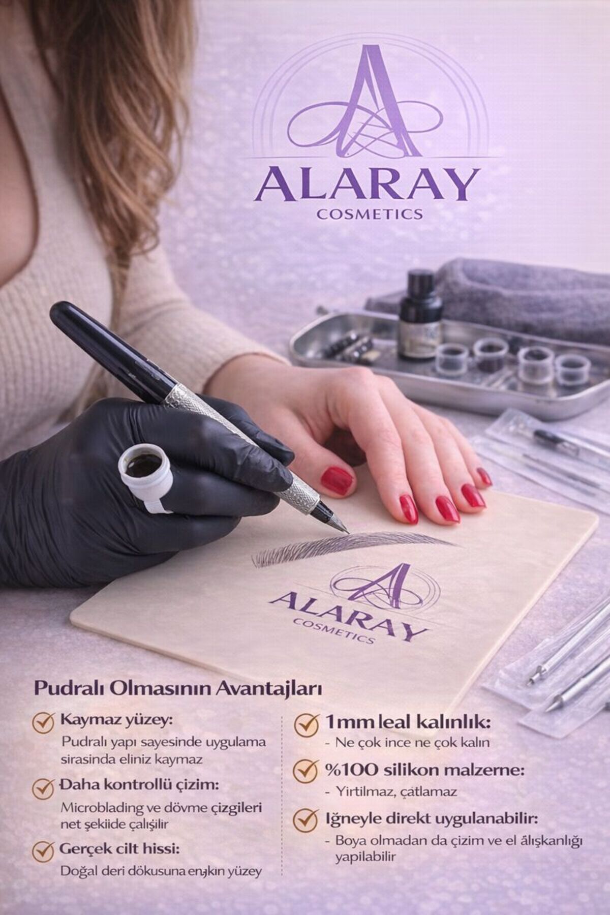5 Adet Profesyonel Boş Dövme Microbladıng Pudralı Mumlu Latex Premıum Kalite Çift Yön — Pudralılatexalara — تصویر 3 از 6