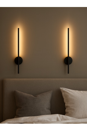 Amorled Mat Siyah 70 cm Elektrikli LED Duvar Apliği