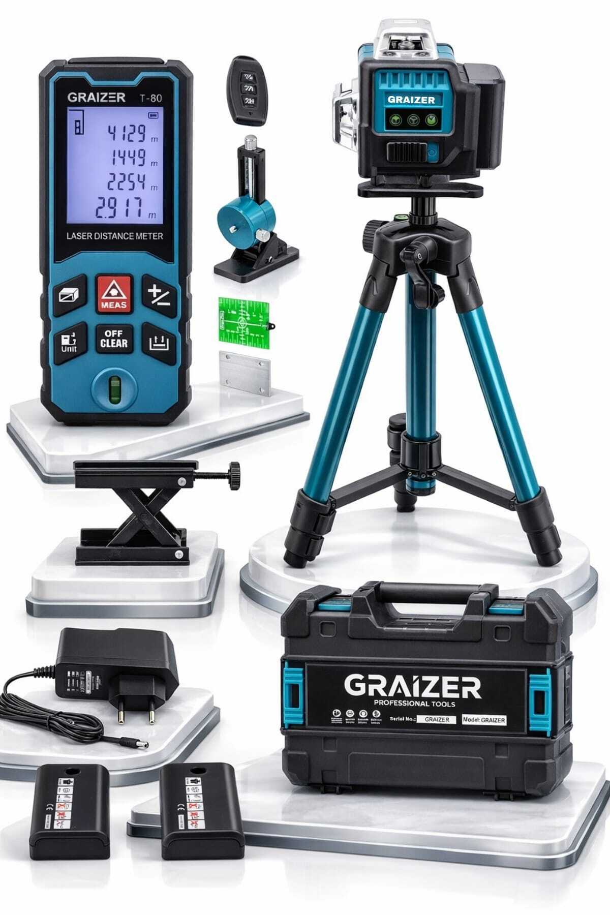 Graizer M16 Köşe Yeşil Çizgi Lazer Terazi 360° Miknatisli Otomatik