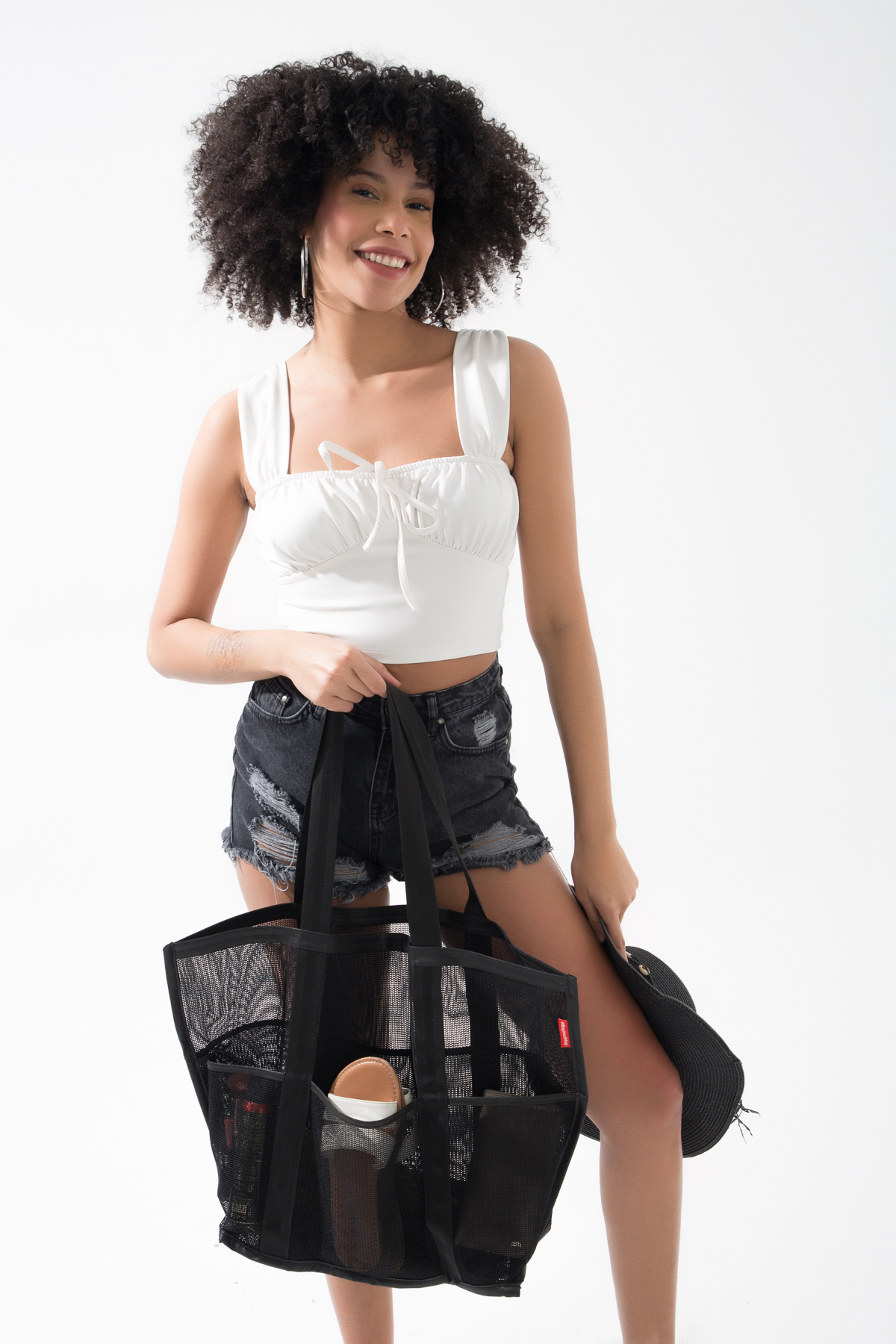 Baghashtag Büyük Boy 6 Cepli Siyah File Plaj Çantası fotoğrafı 5 (önizleme)