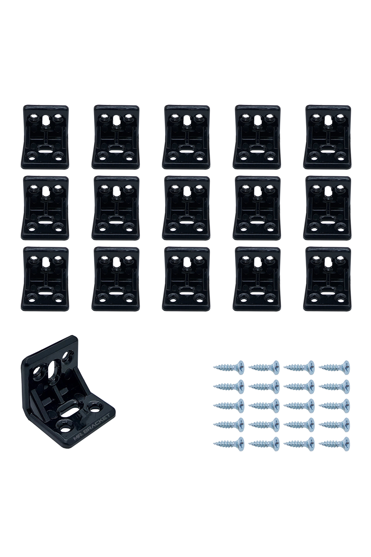 15 pcs. Black Plastic L Miter Corner Connection Apparatus - Furniture Cabinet Shelf Drawer Fixing Assembly