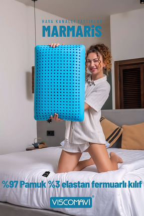 viscomavi Marmaris Ortopedik Visco Yastık – Pamuk Kılıflı | Hava Kanallı | Öm...