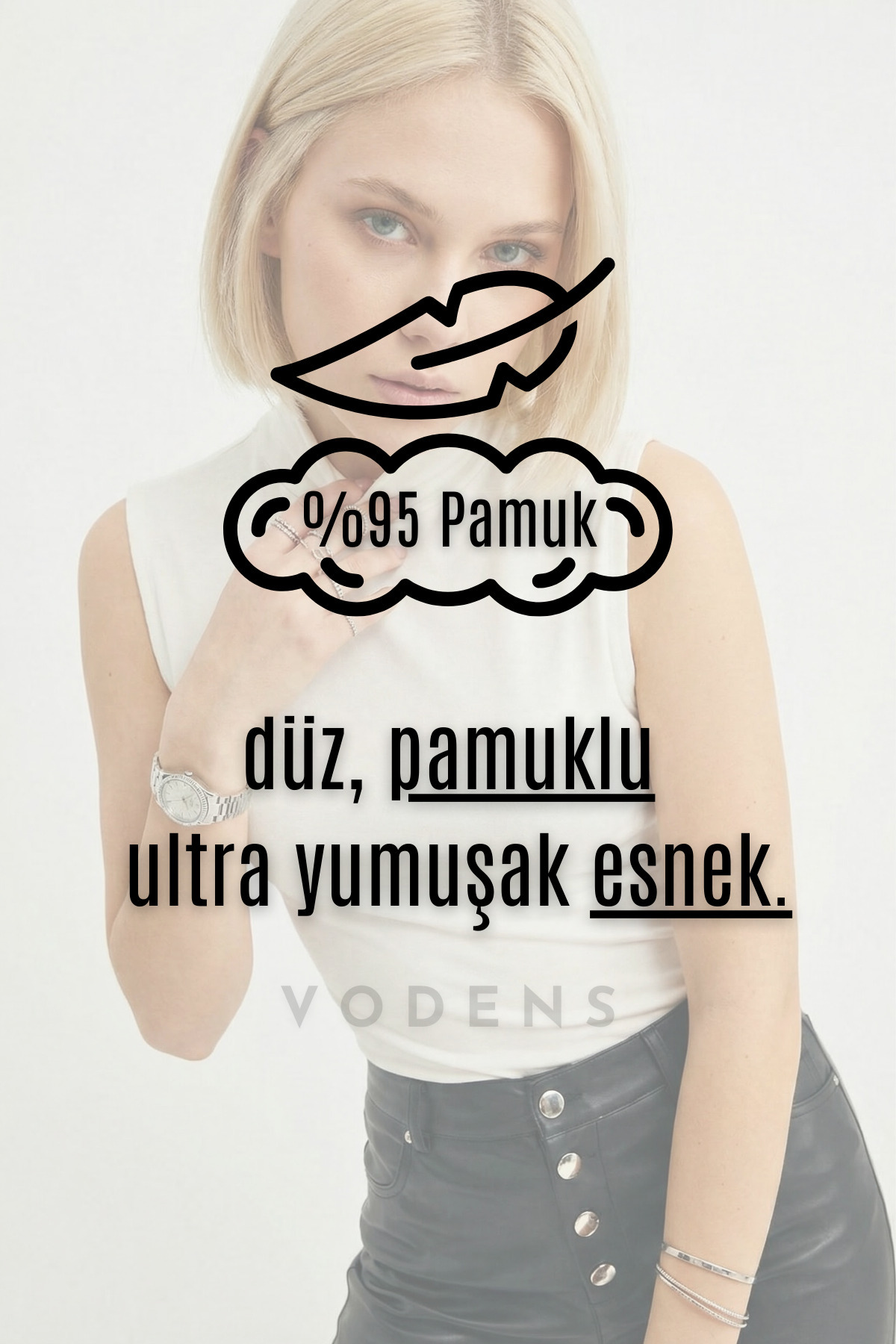 VODENS  Beyaz Kolsuz Body Bluz - Görsel 5