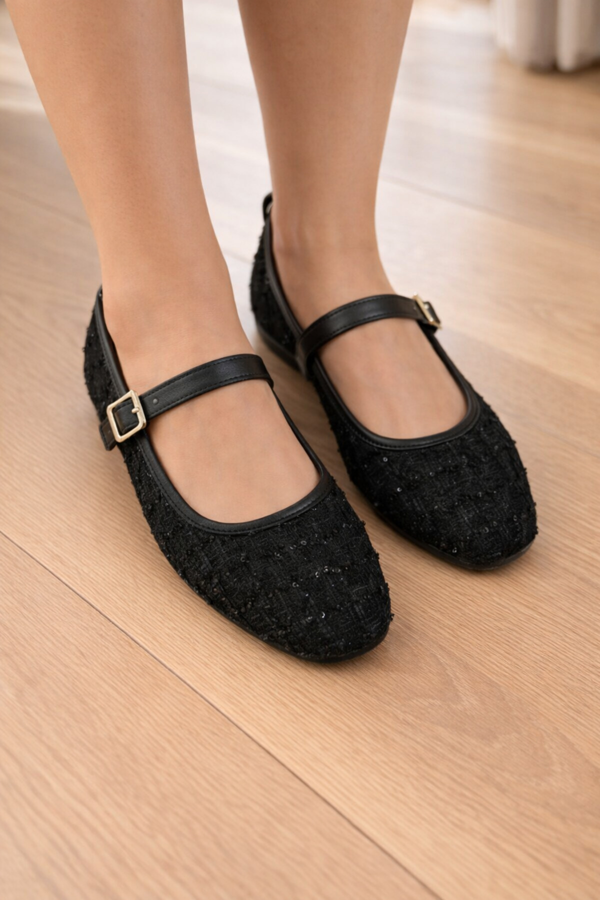 STOCON  Tüvit Kumaş Babet Şık Tokalı Ortopedik Taban Günlük Ayakkabı Ofis Ayakkabısı STC1198 - Görsel 5