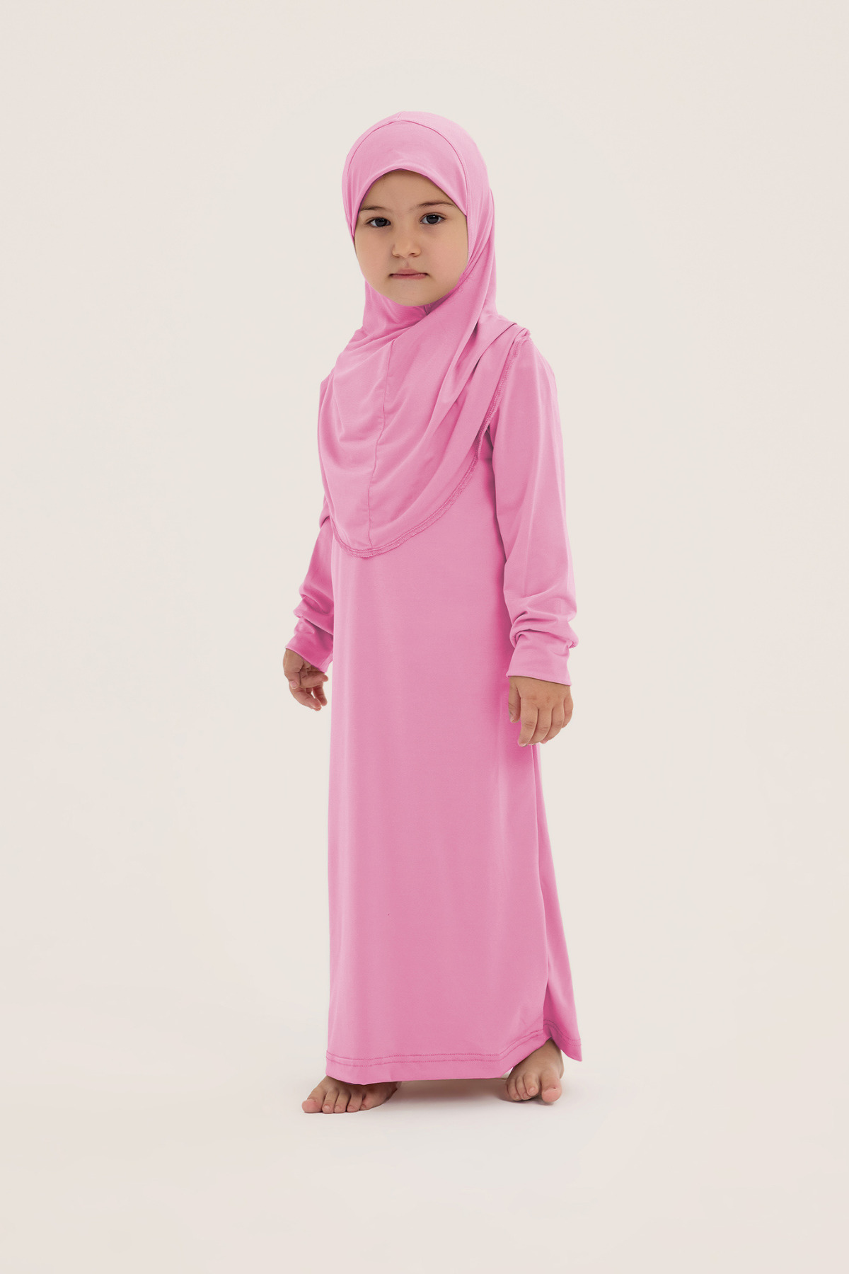 ALLNOORKİDS İslami Tek Parça Kız Çocuk Namaz Elbisesi Pembe