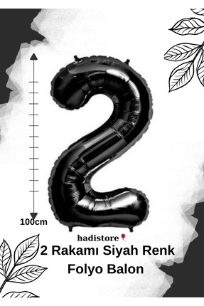 hadistore Siyah Renk 100cm 2 Sayı Balon – Folyo Helyum Uyumlu Doğum Günü - Öz...