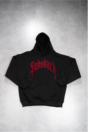 Fadeback Rhinestones Kırmızı Taşlı Fadeback Oversize Hoodie