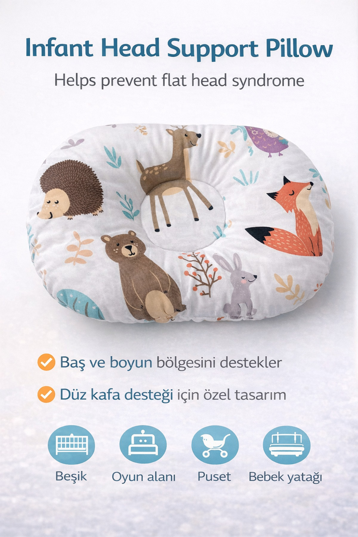 Jaju Baby 0-12 Ay Orman Düz Kafa Yastığı Yenidoğan Bebek Yastık fotoğrafı 2 (önizleme)