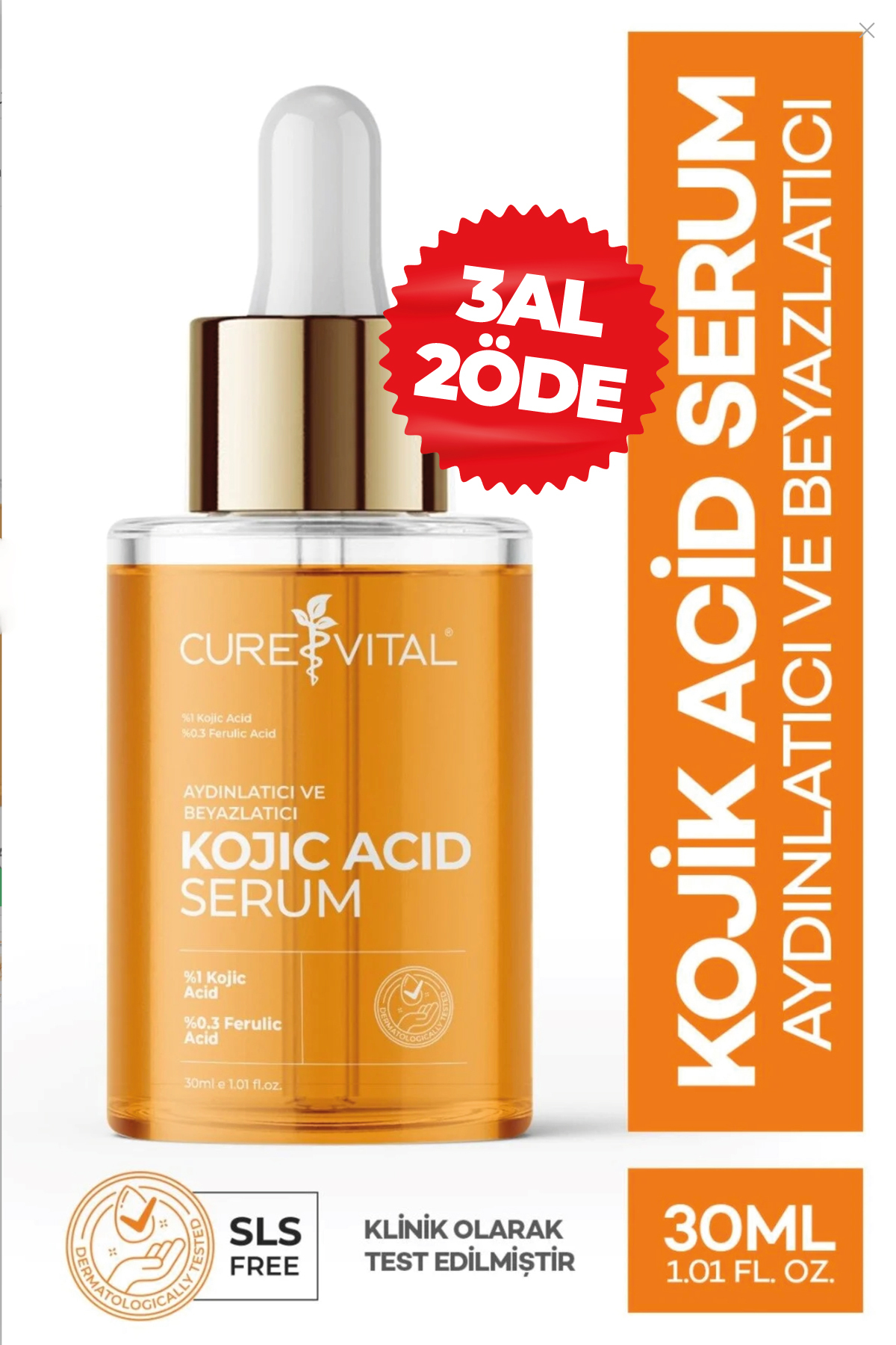 CureVital Kojik Asit Serum Zerdeçal Özlü Leke ve Kırışıklık Karşıtı Aydınlatıcı Etki — KJSR-1