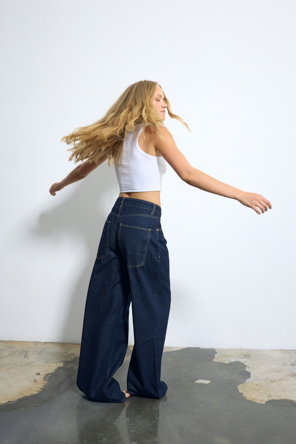 bases.  Kadın Lacivert Baggy Jean - Görsel 9