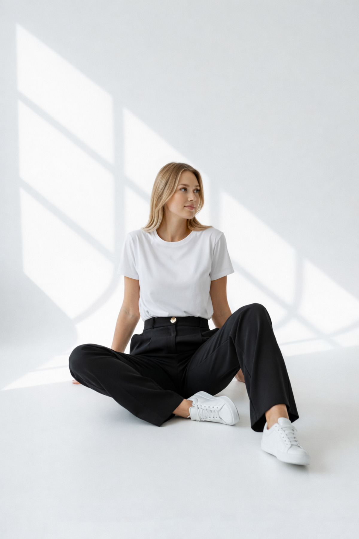 Fast Perry  Yüksek Bel Lastikli Geniş Paça Palazzo Dokuma Kadın Pantolon - Görsel 7