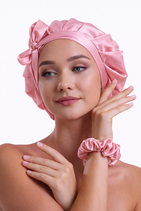 SİLKWORM LİFE %100 Saf İpek, Uzun Bağcıklı Lüks Gece Bakım Bonesi