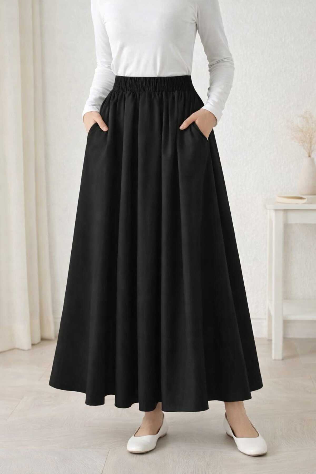 BILDEŞA  Beli Lastikli Cepli Double Etek Boy:94-95cm - Görsel 2