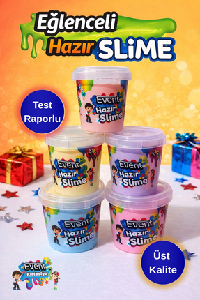 EVENT Hazır Slime 5 Adet Oyuncak Renkli Test Raporlu Slime Çocuklar İçin Oyun...