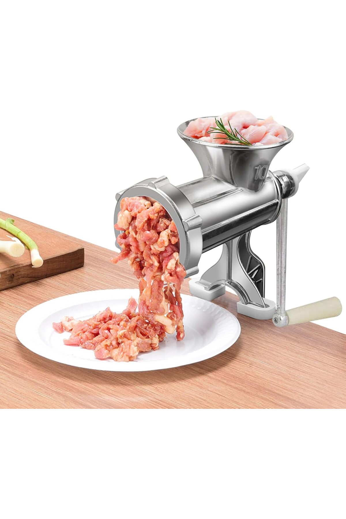 🥩 مفرمة لحم يدوية من سبائك الألومنيوم – متعددة الوظائف لصنع البرجر والنقانق – مقاس 10