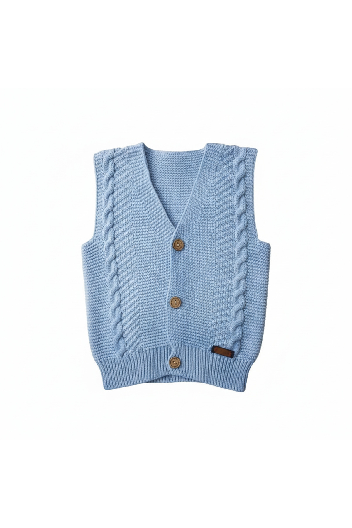 eomix kids 2'li bebek yelek akrilik triko saç örgü desenli düğmeli 2li erkek yelek fotoğrafı 3 (önizleme)