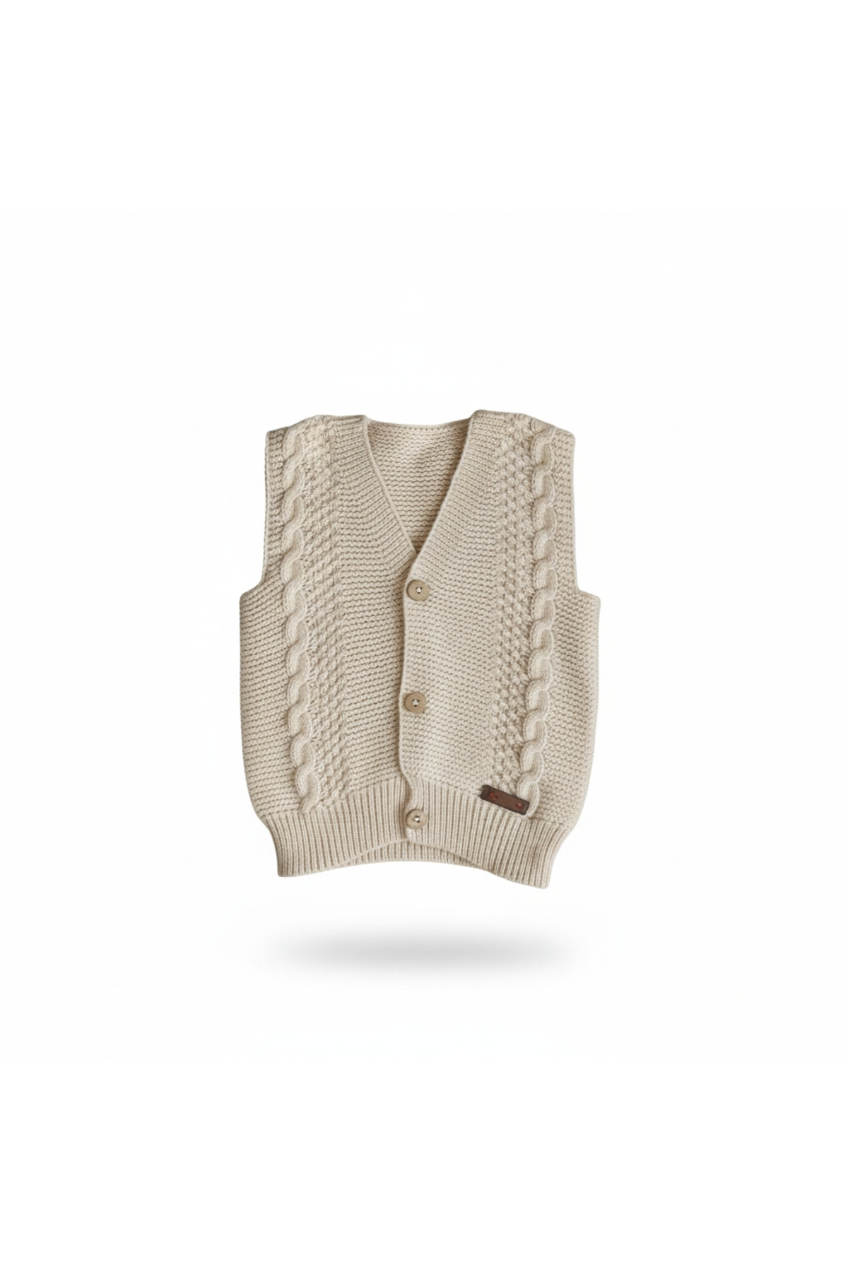 eomix kids 2'li bebek yelek akrilik triko saç örgü desenli düğmeli 2li erkek yelek fotoğrafı 2 (önizleme)