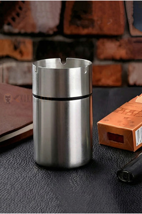 KaktüsKedi Paslanmaz Çelik 12 CM Kokusuz Küllük - Koku Vermeyen Kül Tablası