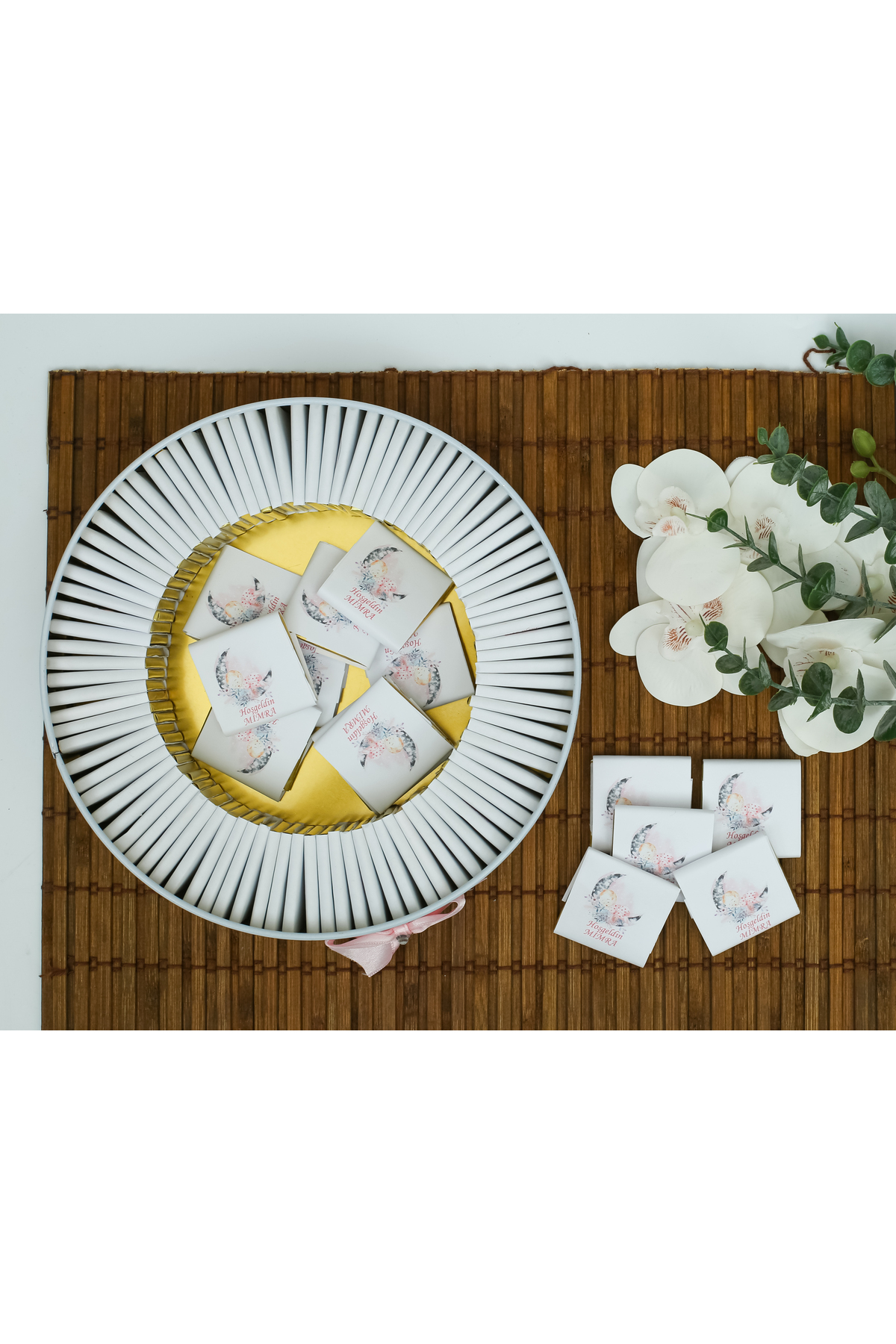 Genel Markalar 100 Adet Isme Özel Ayda Uyuyan Bebek Hediyelik Kız Bebek Doğum Çikolatası fotoğrafı 4 (önizleme)