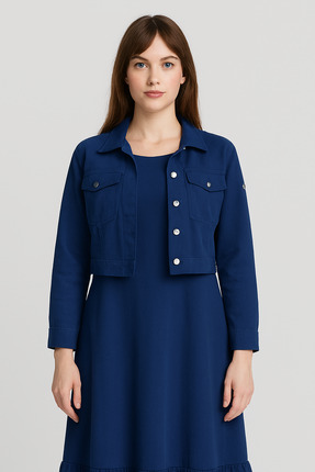 TAŞDELEN AVM Kolsuz Elbise Uzun Kollu Ceket 2li Takım Kadife İtalyan Üretim