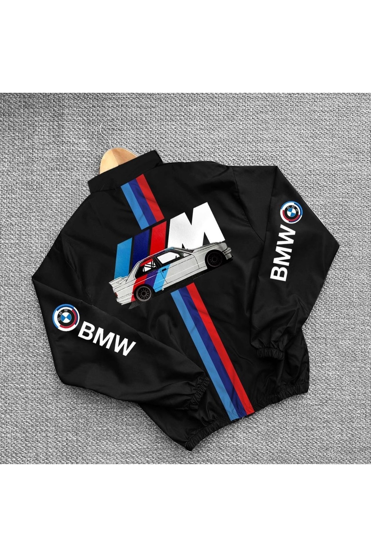 ژاکت نازک بارانی مشکی بادگیر طرح چتر نجات بی ام و ///m یونیسکس — مشکی LSHNBMW2 — تصویر 4 از 5