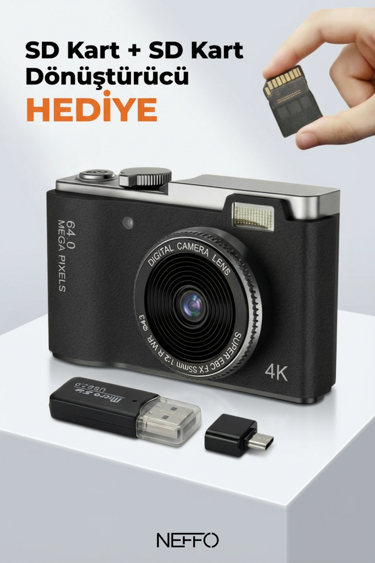 NEFFO Dijital Fotoğraf Makinesi | 48MP | 8X Dijital Zoom | Video & Selfie Destekli (SD KART HEDİYELİ)