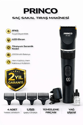 Princo ISLAK KURU ŞAÇ SAKAL TIRAŞ MAKİNASI PR-680 3s Çocuk Kilitli