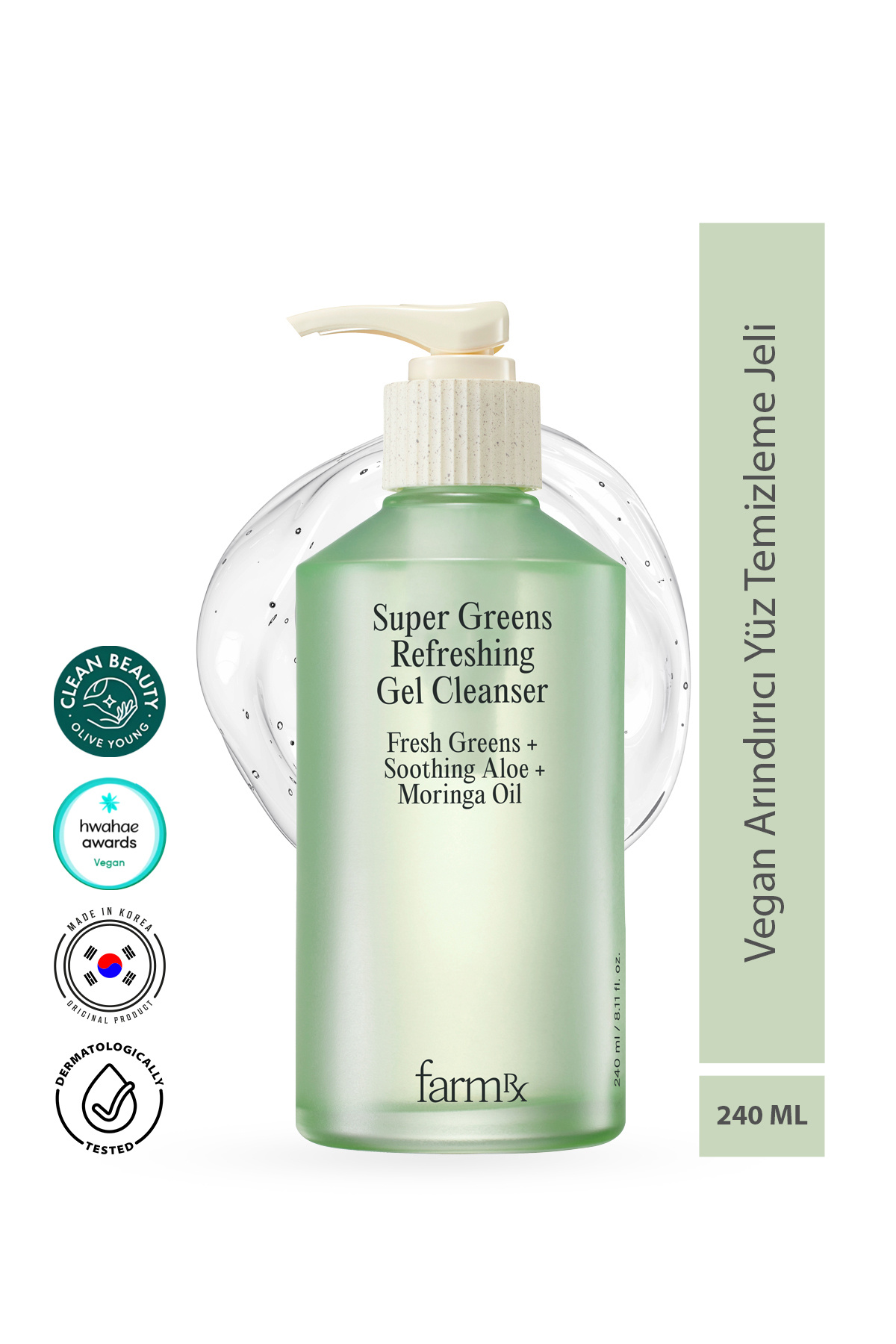 farmrx Super Green Vegan Arındırıcı ve Temizleyici Yüz Yıkama Jeli 240 ml — cleanser240