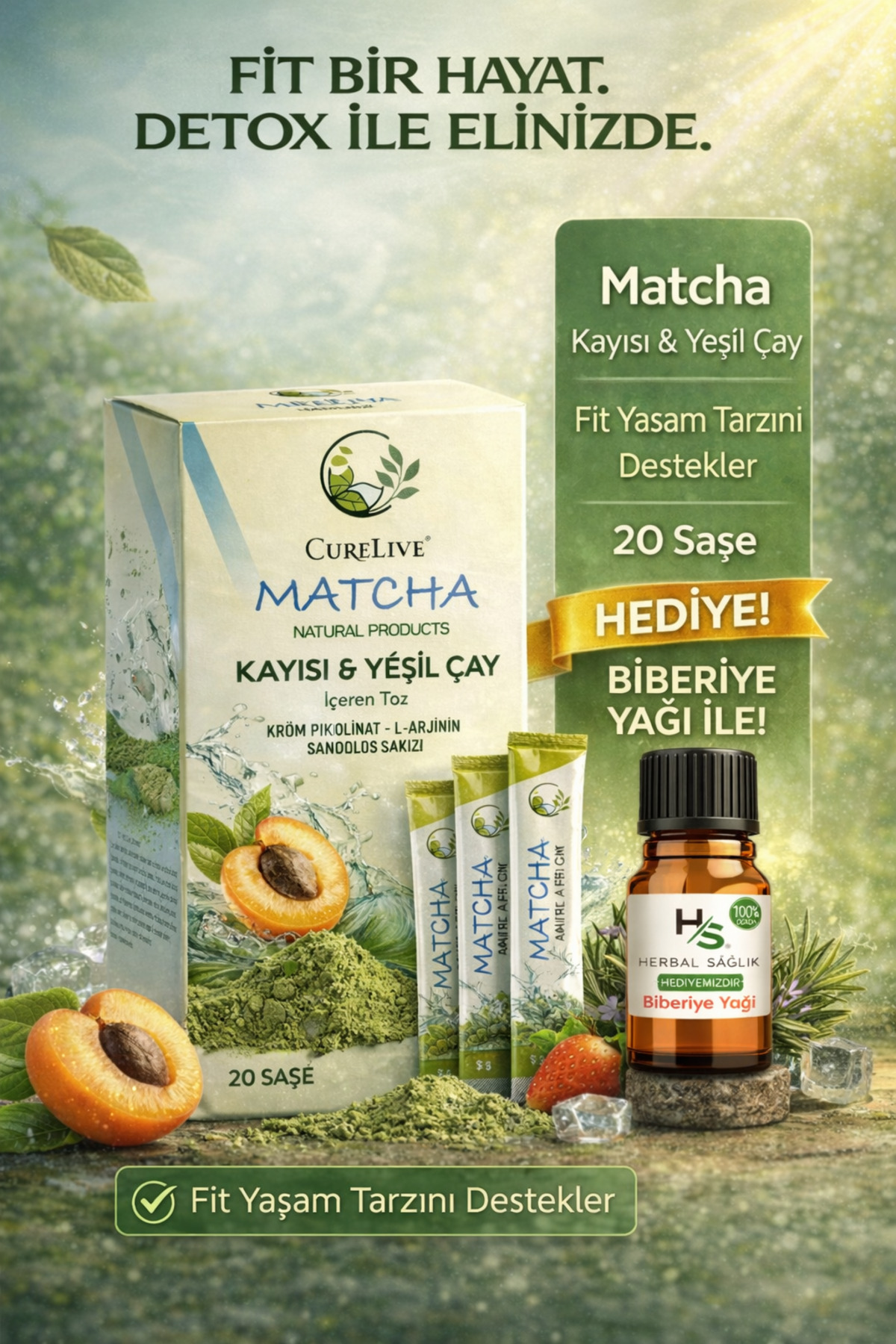 CURELIVE Matcha NaturalProducts-(Krom Pikolinat-L-arjinin-Sandolos