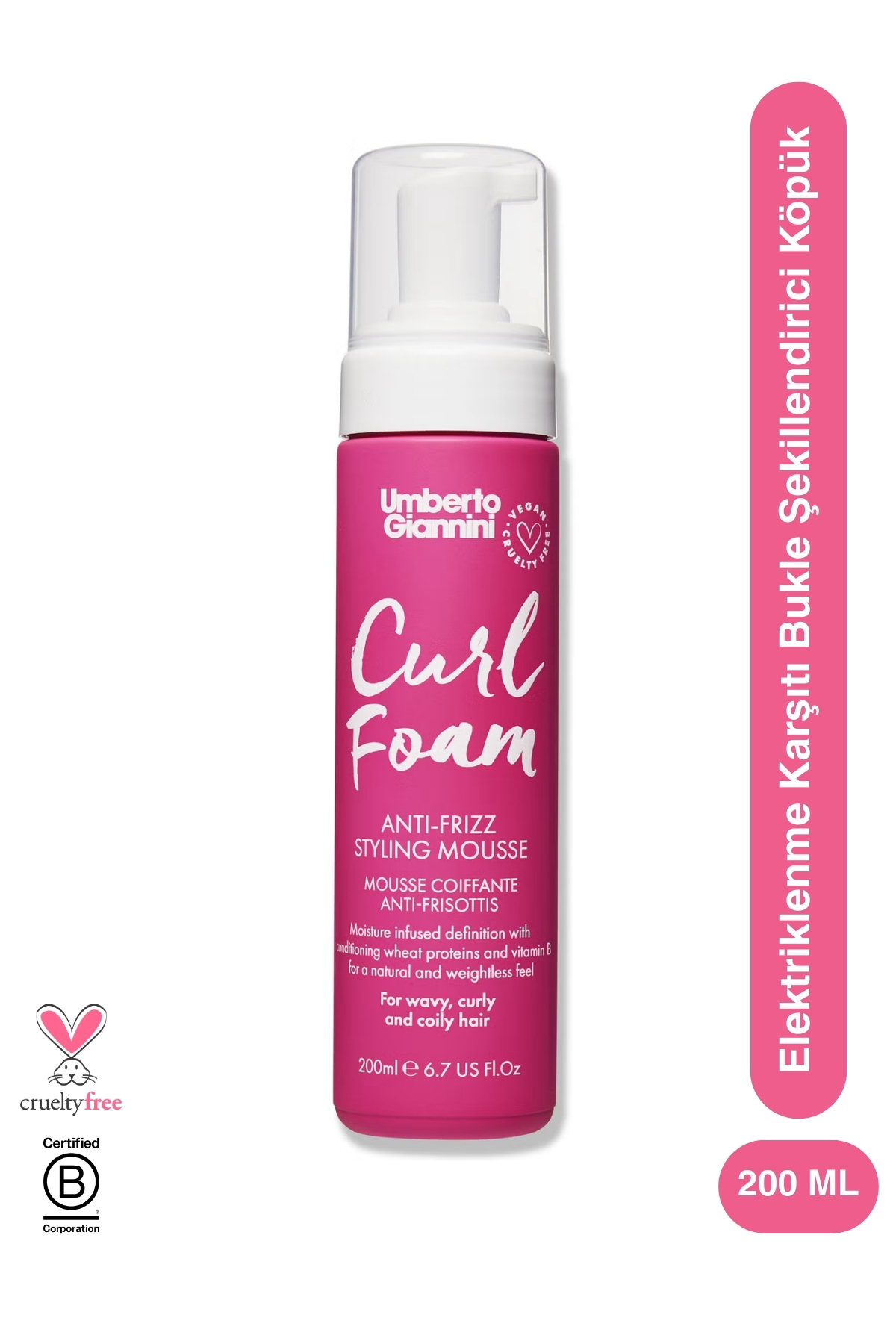 Umberto Giannini Curl Foam Anti Frizz Kabarma Karşıtı Şekillendirme Köpüğü 200 ML — UG-009