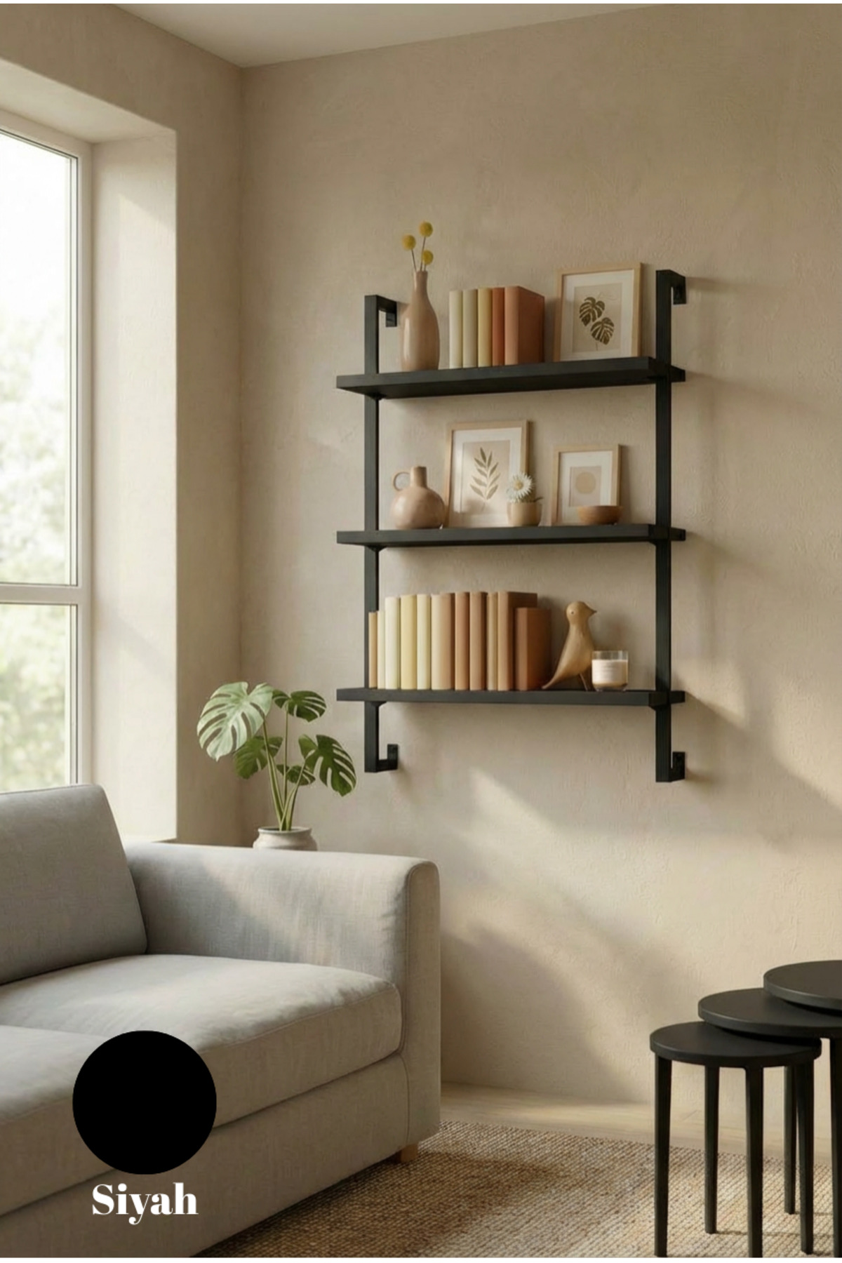 3 Shelves Black Multi-Purpose Bookshelf / Decorative Wall Shelf – Easy Installation, Robust Design