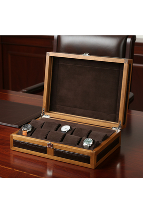 Onywatch 10'lu Saat Kutusu Ahşap Saat Kutusu Deri Saat Kutusu Saat Koleksiyon...