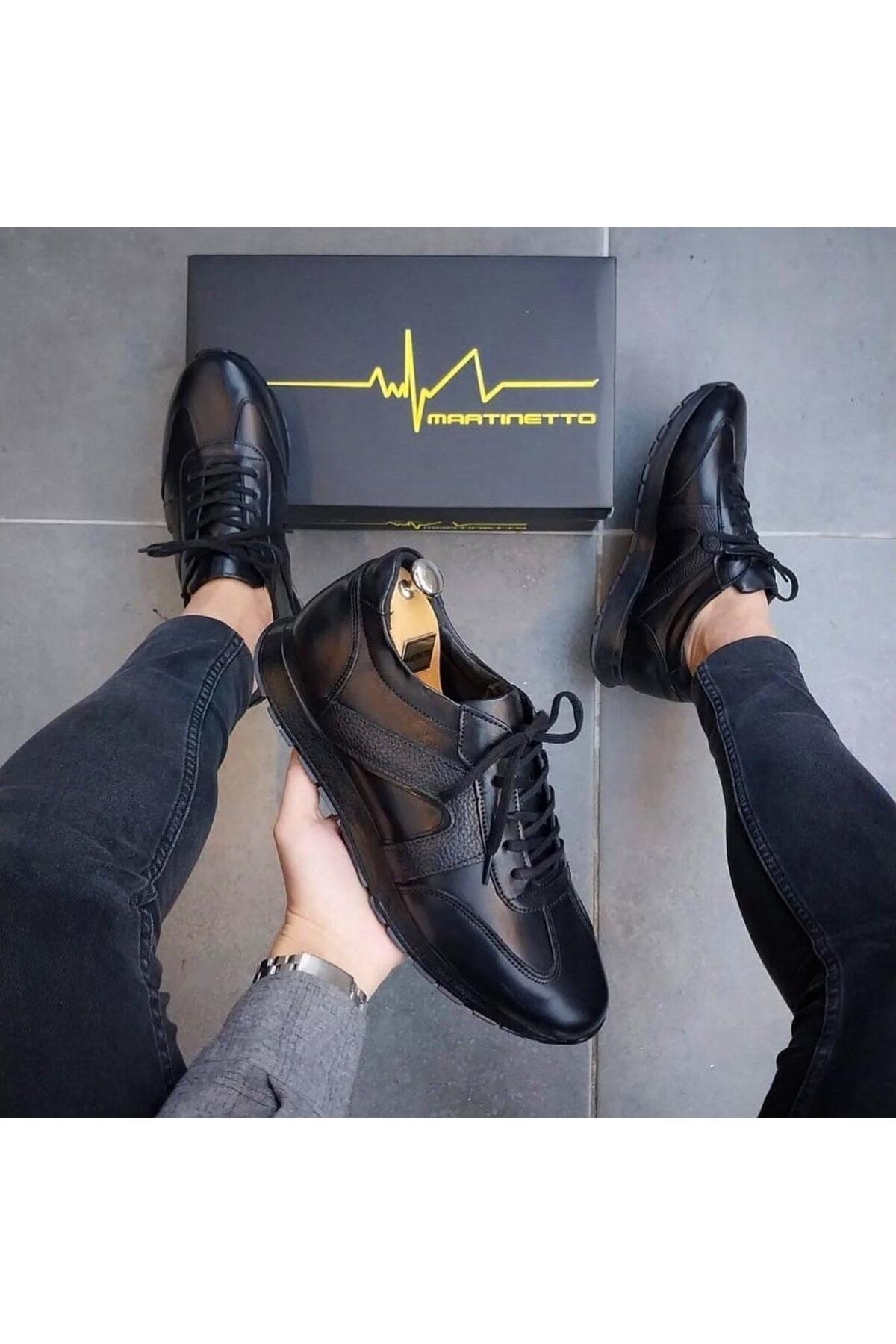 Martinetto  Hakiki Deri Siyah Günlük Erkek Ayakkabı - Görsel 7