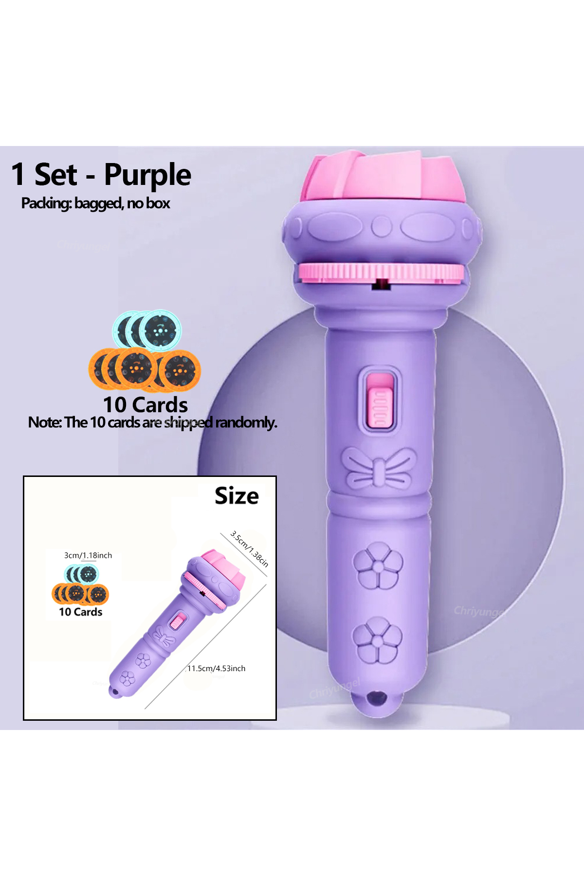 Choice 1 Set-Purple Projector Flashlight for Kids 10 Cards 80 Patterns Bedtim...