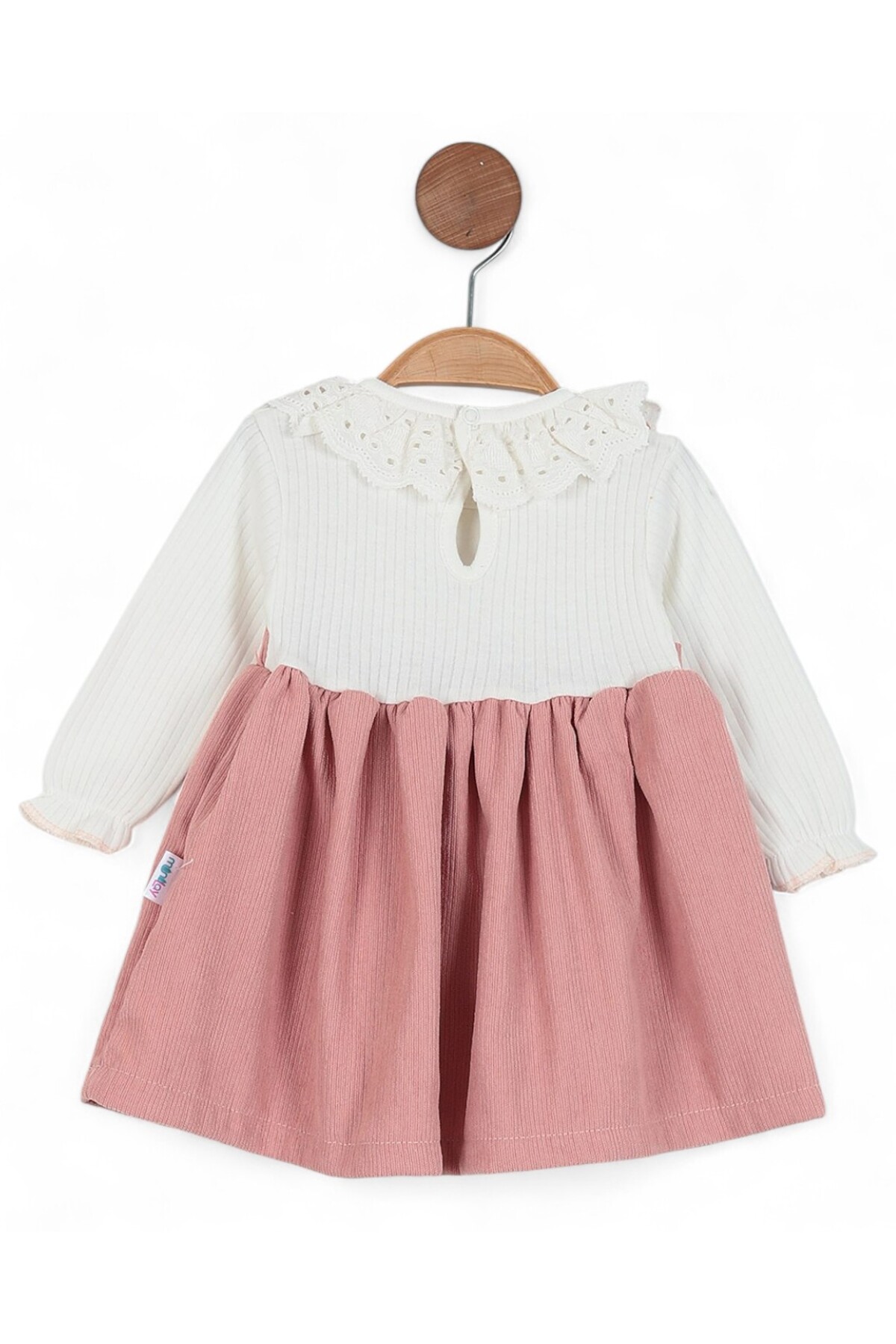 voyyo kids baby Kız Bebek Dantel Yakalı Fitilli Doku Mevsimlik Salopet Elbise, Doğum Günü ve Özel Gün Elbisesi fotoğrafı 7 (önizleme)