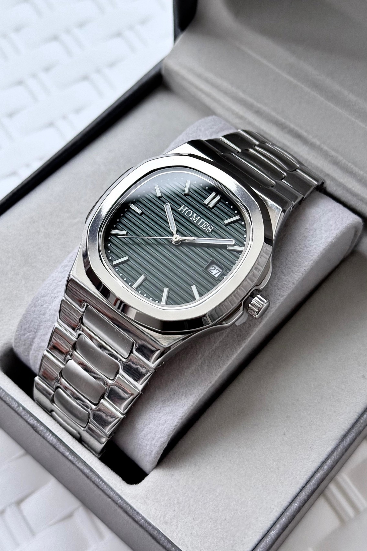 Homies  ERKEK KOL SAATİ TAKVİM GÖSTERGELİ,EŞREF TEK MODEL,HEDİYELİK KUTUSU VE BİLEKLİK HEDİYELİ .HMMYS50 - Görsel 4