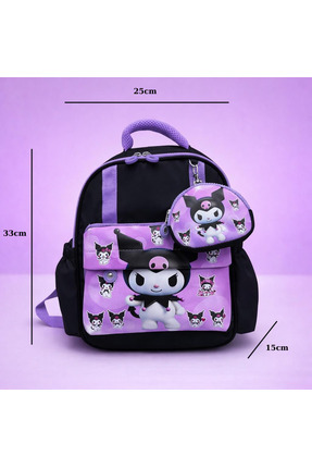 meb Su Geçirmez Kuromi Temalı Kız Çocuk Anaokulu Çantası – Mor Siyah Okul Önc...