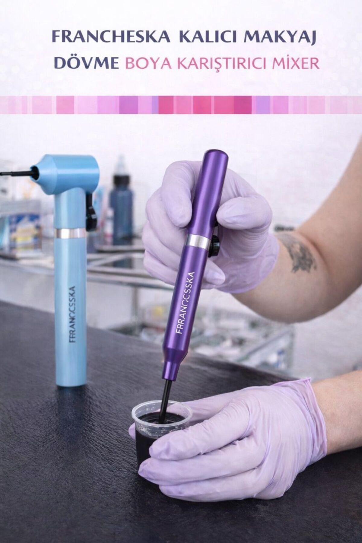 Francheska Kalıcı Makyaj Dövme Pigment Karıştırıcı Mikser 5 yedek ucu ile — mıxer023