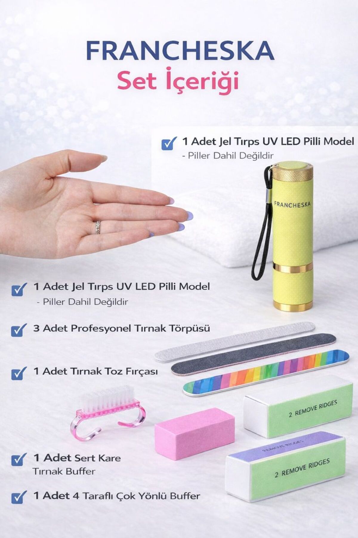 KALICI OJE JEL TİPS KURUTUCU UV LED EL FENERI KIT 7 AKSESUARLAR — FRNCFNR — تصویر 3 از 6