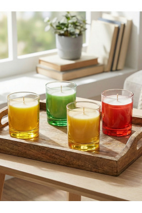 Gloria Candle Romance Middle 4 | 4'lü Shot Bardak Vanilya Kokulu Mum | Karışı...