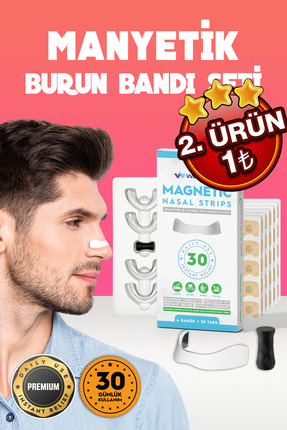 Wealtivo Premium Manyetik Burun Bandı Seti 30 Adet, Beyaz Horlama Azaltıcı Bu...