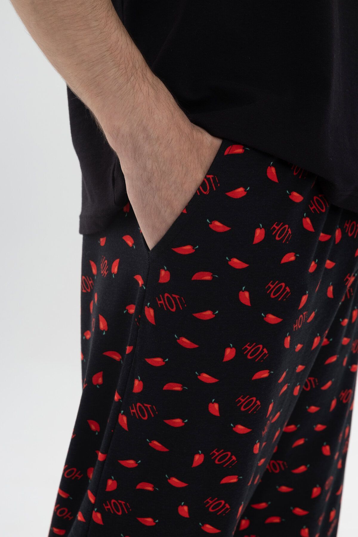 koza iç giyim  Erkek Pamuklu Kısa Kollu Chilli Baskılı Cep Detaylı Pijama Takımı - Görsel 7