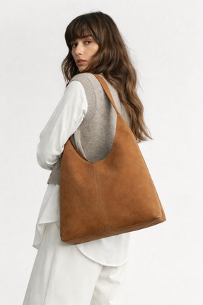 Housebags Süet Taba Shopper Vintage Çanta 284